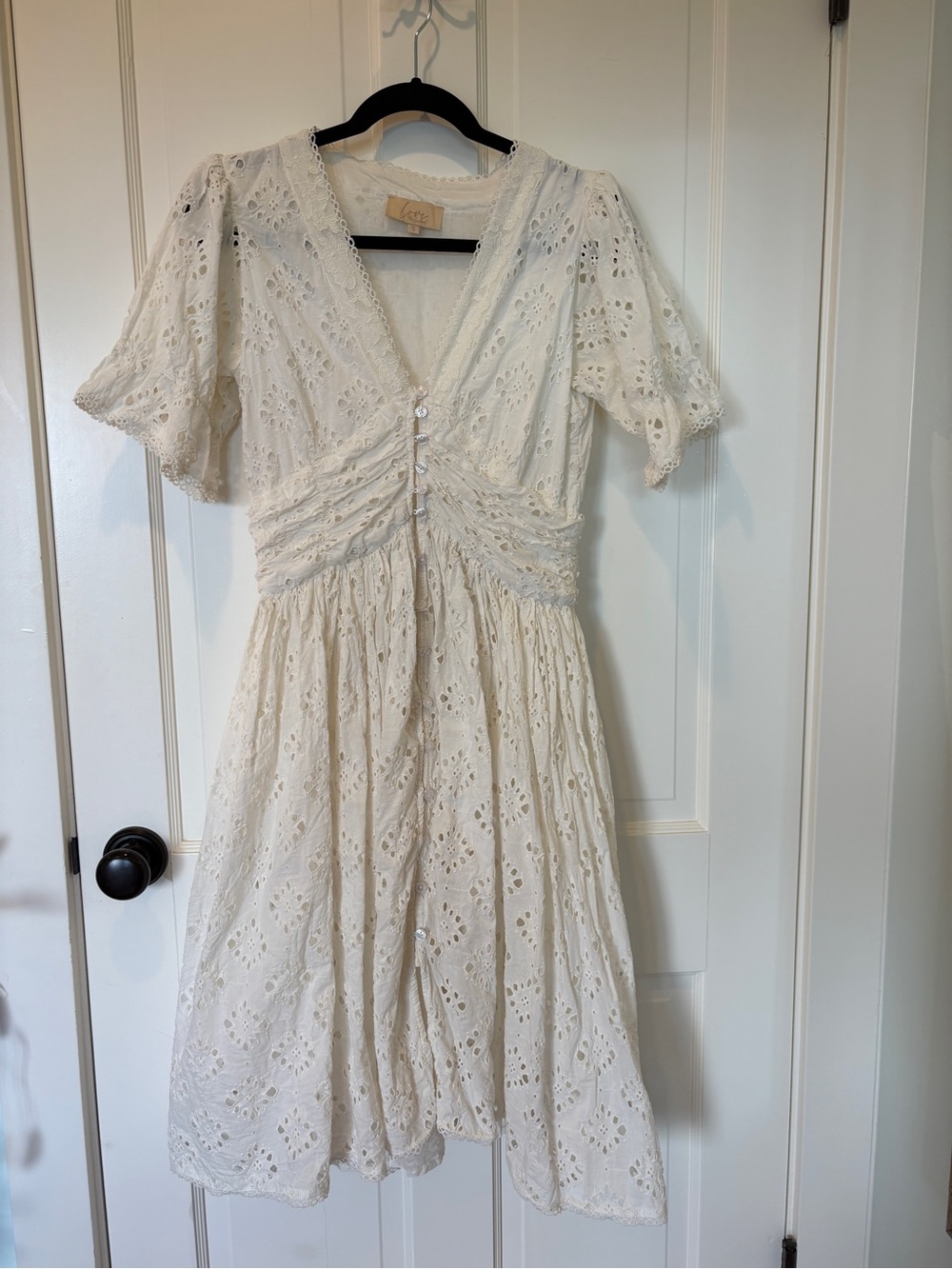 Love the Label Eyelet Midi Dress in Cream